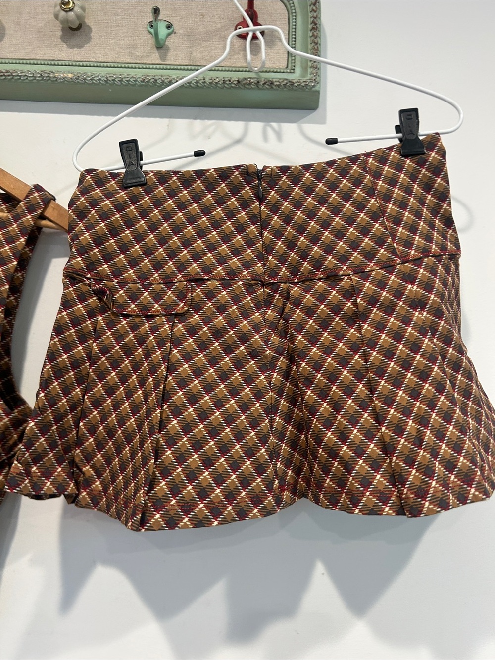 Brown Plaid Mini Skirt - Women's Skirt - Picture 6 of 12